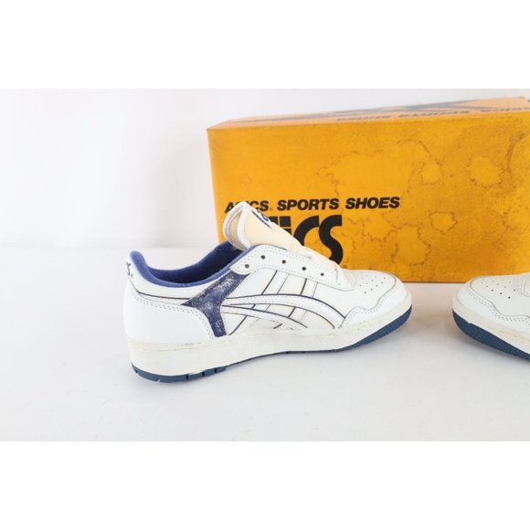NOS Vintage 90s Asics Mens Size 6 Spell Out Outrage Lo Sneakers Shoes White Blue main image 4